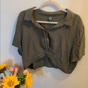 Wild Fable ~ Army Green Crop T